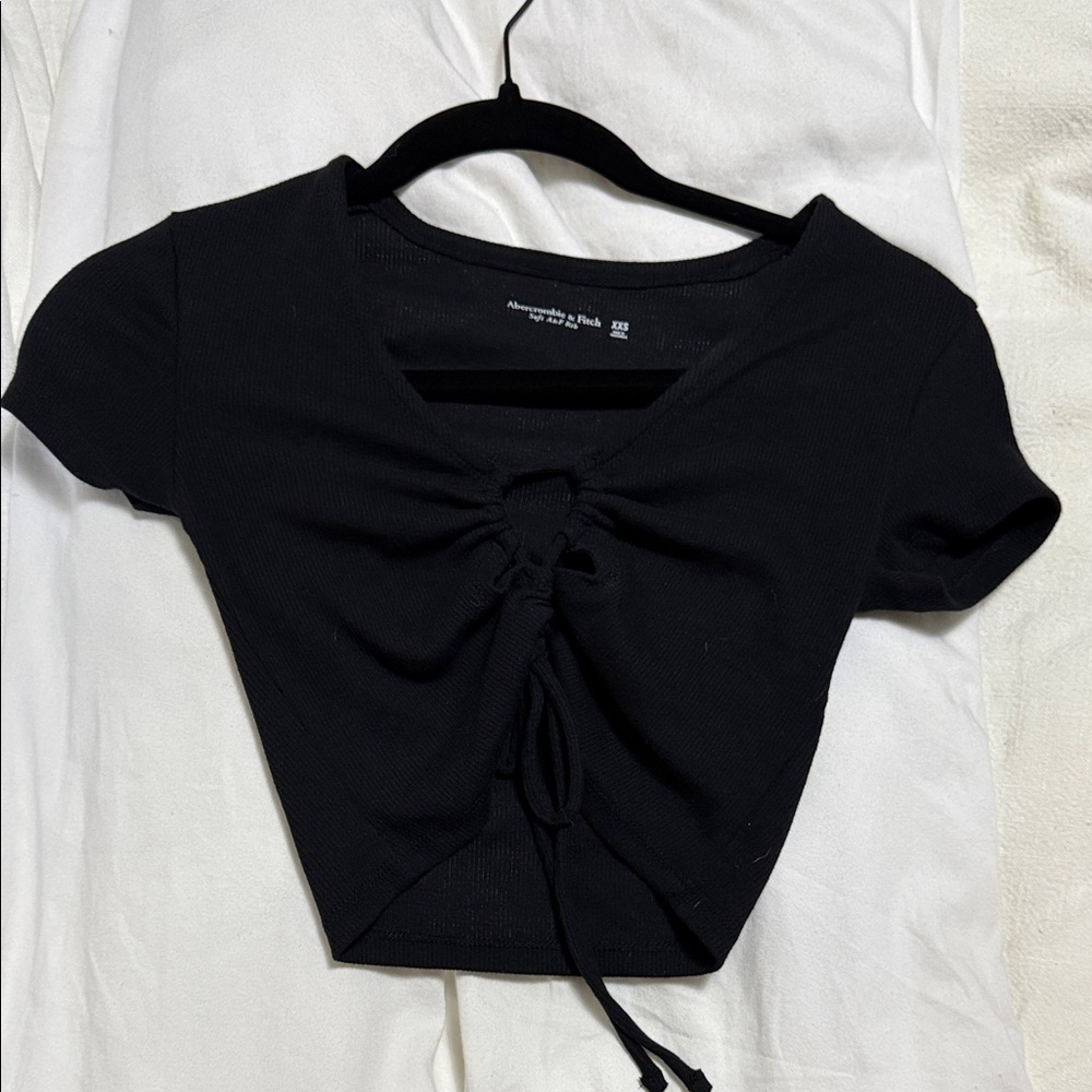 Abercrombie & Fitch Black Tie-Front Tee